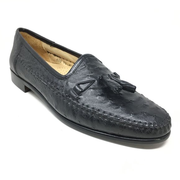 NEW Zelli Loafers Shoes Size 12 Black Full Ostrich main image 5